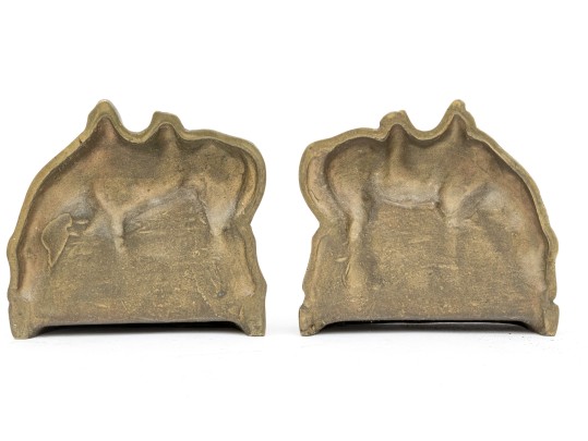 Impressively Cast Pair Of Brass Horse Form Bookends