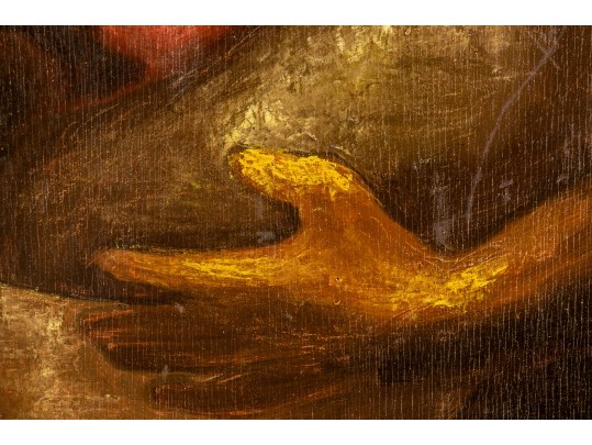 In The Manner Of  Horace Pippin (Am., 1888-1946) Oil On Panel, Portrait Of An African American Woman