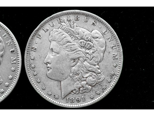 Two 1891-O Morgan Silver Dollars