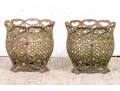 Very Decorative Pair Of Vintage Cast Iron Planters