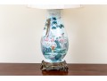 Large Antique Chinese Famille Rose Painted Porcelain Vase Mounted As A Table Lamp
