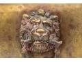 Brass Jardiniere With Lion Heads And Copper Liner