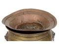 Brass Jardiniere With Lion Heads And Copper Liner