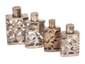 Collection Of Four Mexican 925 Silver Overlay Glass Perfumes