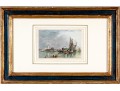 Antique Framed Color Engraving Of Murano, Venice