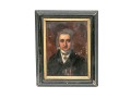 Small Vintage Portrait On Copper, Wooden Frame