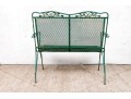Three Piece Vintage Green Painted Wrought Iron Patio Set