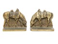 Impressively Cast Pair Of Brass Horse Form Bookends