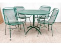 Five Piece Vintage Green Painted Wrought Iron Patio Set