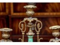 Pair Of Antique Brass And Painted Porcelain Candelabra