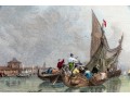 Antique Framed Color Engraving Of Murano, Venice