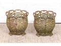 Very Decorative Pair Of Vintage Cast Iron Planters