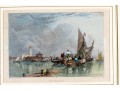 Antique Framed Color Engraving Of Murano, Venice