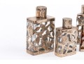 Collection Of Four Mexican 925 Silver Overlay Glass Perfumes