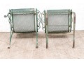 Three Piece Vintage Green Painted Wrought Iron Patio Set