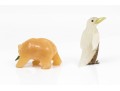 Lot Of Two Fun Stone Animals, Including A Chalcedony Bear And An Agate And Multi Stone Penguin