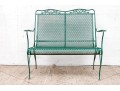 Three Piece Vintage Green Painted Wrought Iron Patio Set
