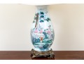 Large Antique Chinese Famille Rose Painted Porcelain Vase Mounted As A Table Lamp