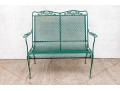 Three Piece Vintage Green Painted Wrought Iron Patio Set