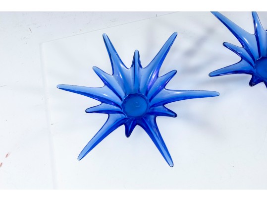 Trio Of Gorgeous Designs Cobalt Glass Starburst Dishes