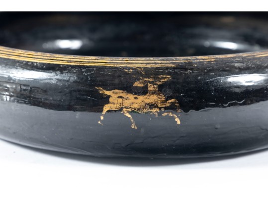 Decorative Oriental Black Laqeured Bowl