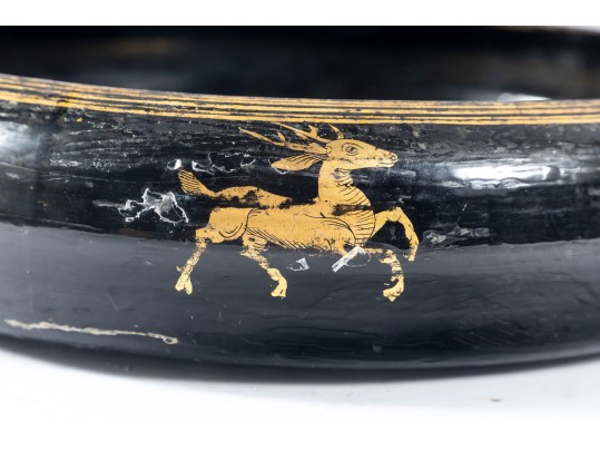 Decorative Oriental Black Laqeured Bowl