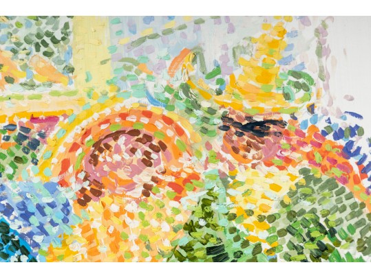 Serge Mendjisky (French, 1929–2017) Pointillism Oil On Board Painting 