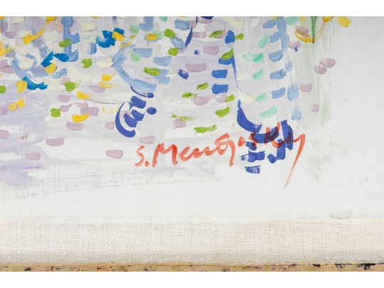 Serge Mendjisky (French, 1929–2017) Pointillism Oil On Board Painting 