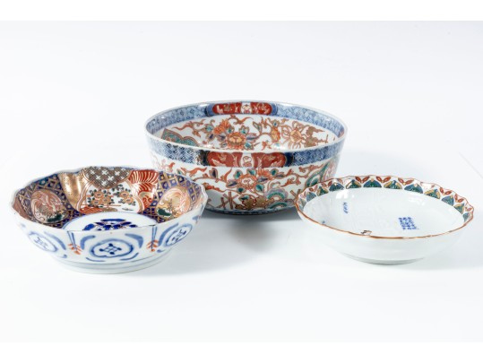 Trio Of Mixed Antique Imari-Ware Bowls
