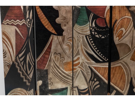 Picasso Themed Wood Folding Panel Divider