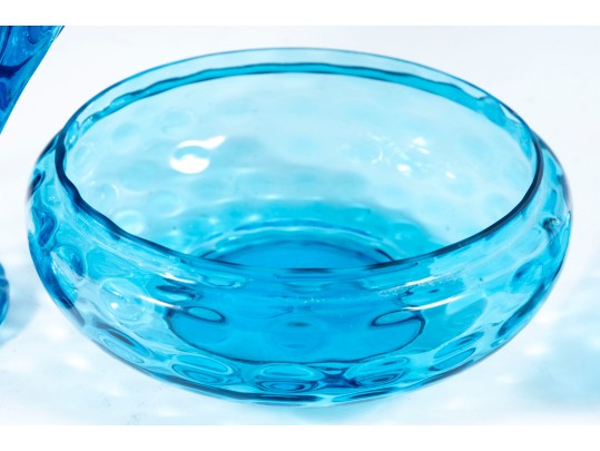 L. E. Smith Glass Compote & Empoli Art Glass Lidded Bowl