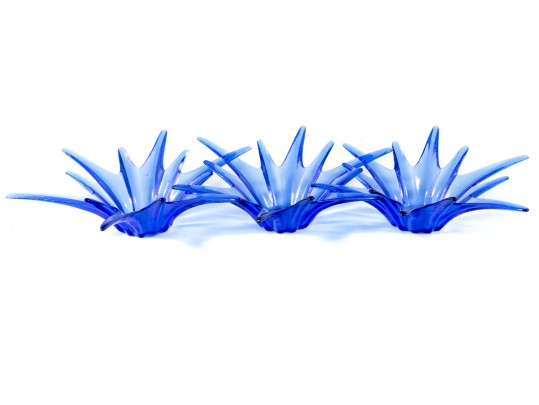Trio Of Gorgeous Designs Cobalt Glass Starburst Dishes