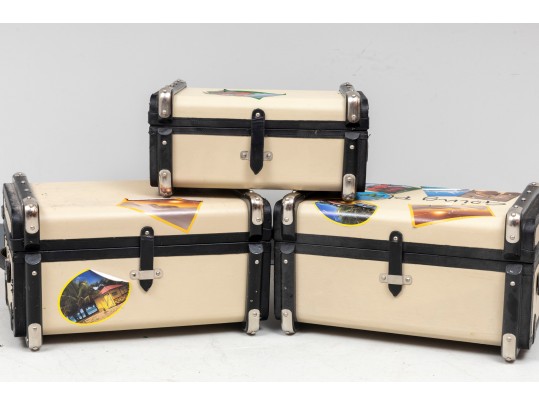Trio Of Retro Global Views Travel/Storage Trunks