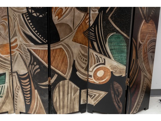 Picasso Themed Wood Folding Panel Divider