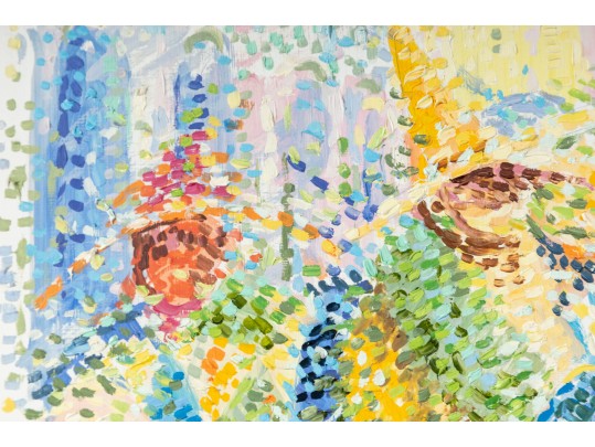 Serge Mendjisky (French, 1929–2017) Pointillism Oil On Board Painting 