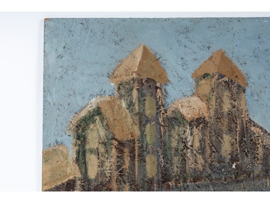 Textured Oil On Board Aqueduct Impressionist Painting -- Unknown Artist