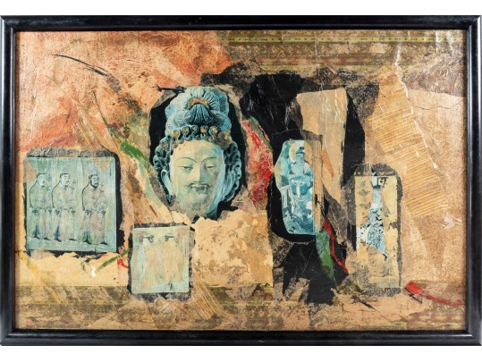 Bhuddist Mixed Media Collage -- Unknown Artist