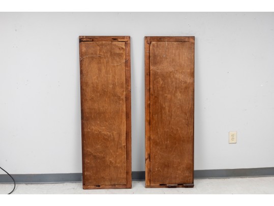 Pair Of Reclaimed Inlaid Marquetry Cabinet Doors