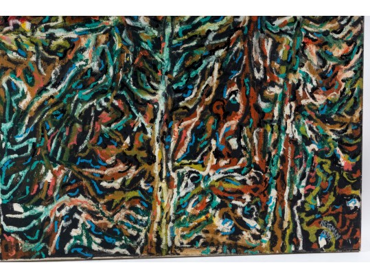 Reisman Gouache On Canvas Abstract Art -- Untitled 