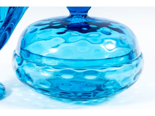 L. E. Smith Glass Compote & Empoli Art Glass Lidded Bowl