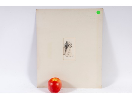 Jean Olds Keating (American, B. 1917) Ink On Paper Nude Portrait 