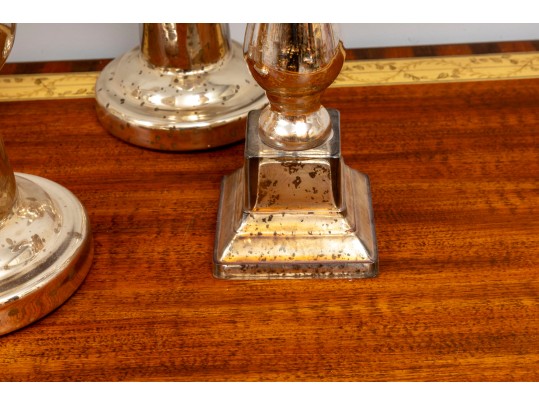 Decorative Mercury Glass Candlestick Holders