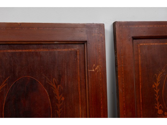 Pair Of Reclaimed Inlaid Marquetry Cabinet Doors