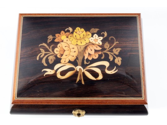 Italian Reuge Marquetry Trinket Box 