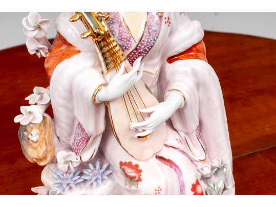 Hand-Painted Porcelain Geisha Jikata Sculpture 