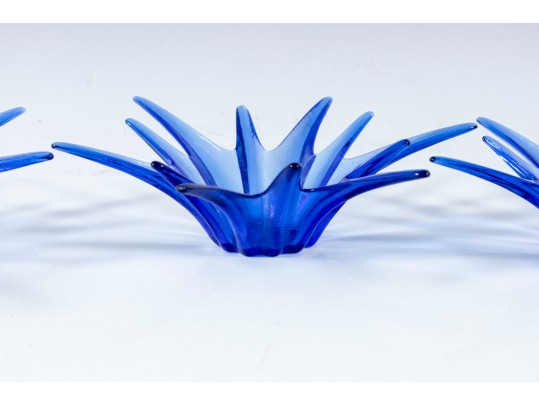 Trio Of Gorgeous Designs Cobalt Glass Starburst Dishes
