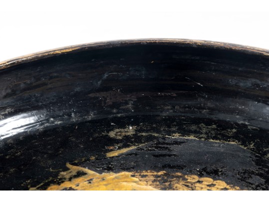 Decorative Oriental Black Laqeured Bowl