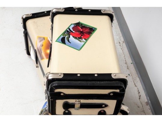 Trio Of Retro Global Views Travel/Storage Trunks