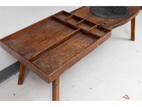 Antique Leather/Wood Cobbler's Bench