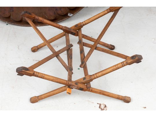 Antique Islamic Copper Tray & Stand